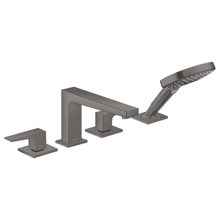 Roman Tub Trim Metropol Deck Mount with Handshower 2 Lever Brushed Black Chrome WaterSense 8 Inch Spread 4 Hole 6.0 Gallons per Minute for Requires 06646000 Rough Valve - Image 1