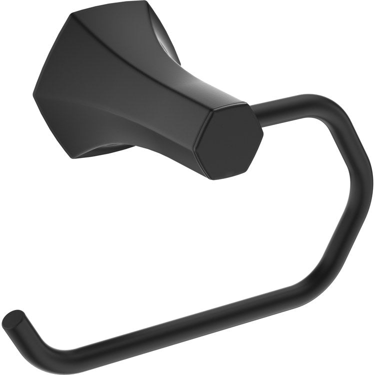 Toilet Paper Holder Locarno Euro Matte Black Metal 3-1/2 Inch Wall Mount - Image 1