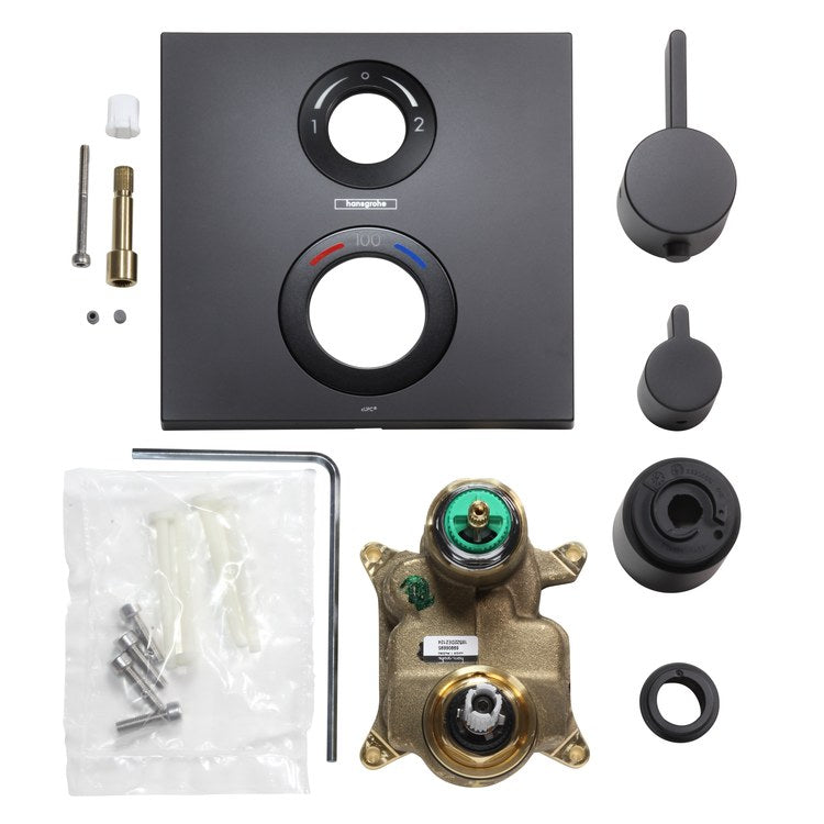 Thermostatic Trim Ecostat with Volume Control and Diverter 2 Lever Matte Black ADA for Rough-In Valve with Service Stops 01850181 6.0 Gallons per Minute Escutcheon Handle Metal