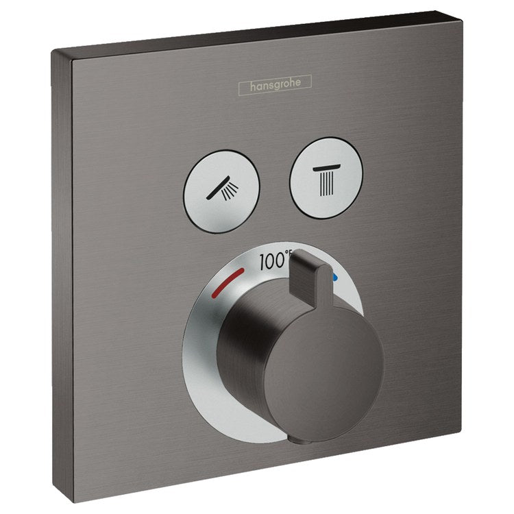 Thermostatic Trim ShowerSelect Square 2 Function 1 Lever Brushed Black Chrome ADA for Rough-In Valve with Service Stops 01850181 8.0 Gallons per Minute Escutcheon Handle Metal