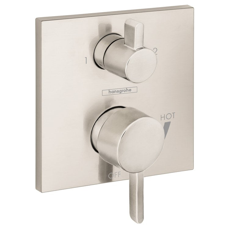 Pressure Balance Valve Trim Ecostat with Diverter 2 Lever Brushed Nickel ADA for Rough-In Valve 01850181 - Image 1