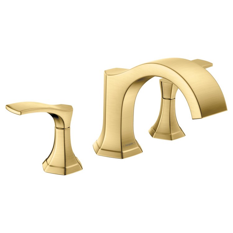 Roman Tub Trim Locarno 2 Lever Brushed Gold Optic ADA 9-3/4 Inch Spread 3 Hole 5.8 Gallons per Minute - Image 1