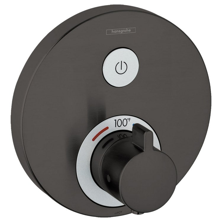 Thermostatic Trim ShowerSelect S Round 1 Function 1 Lever Brushed Black Chrome ADA for Rough-In Valve with Service Stops 01850181 7.0 Gallons per Minute Escutcheon Handle Metal