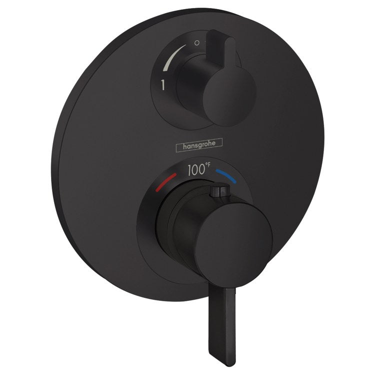 Thermostatic Trim Ecostat S with Volume Control 2 Lever Matte Black ADA for Rough-In Valve with Service Stops 01850181 6.0 Gallons per Minute Escutcheon Handle Metal