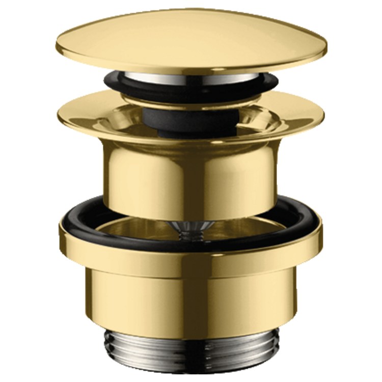 Drain Assembly Push-Open with Overflow Polished Gold Optic 1-1/4 Inch Brass - Image 1