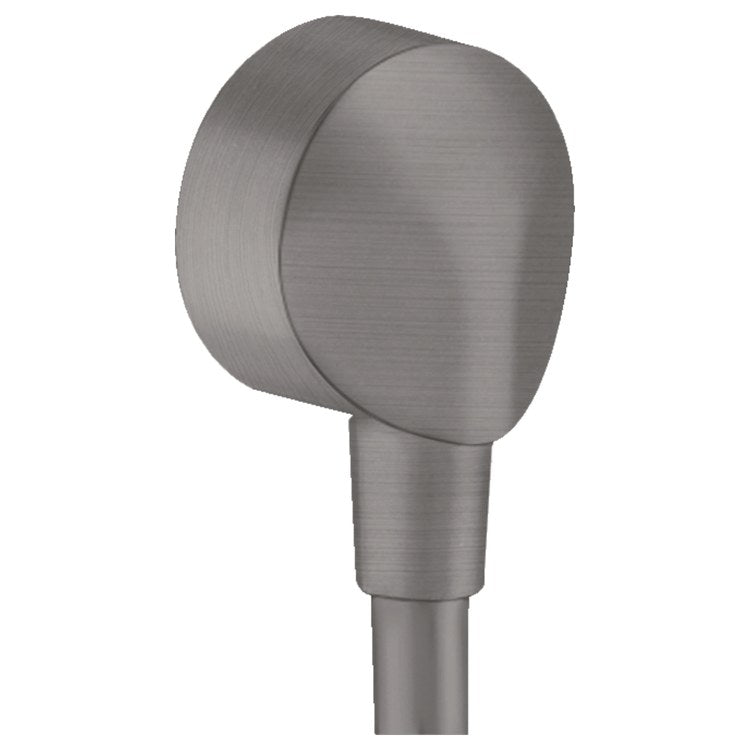 Wall Outlet FixFit Round with Check Valve Brushed Black Chrome for Shower Hoses with Conical Nut - Image 1