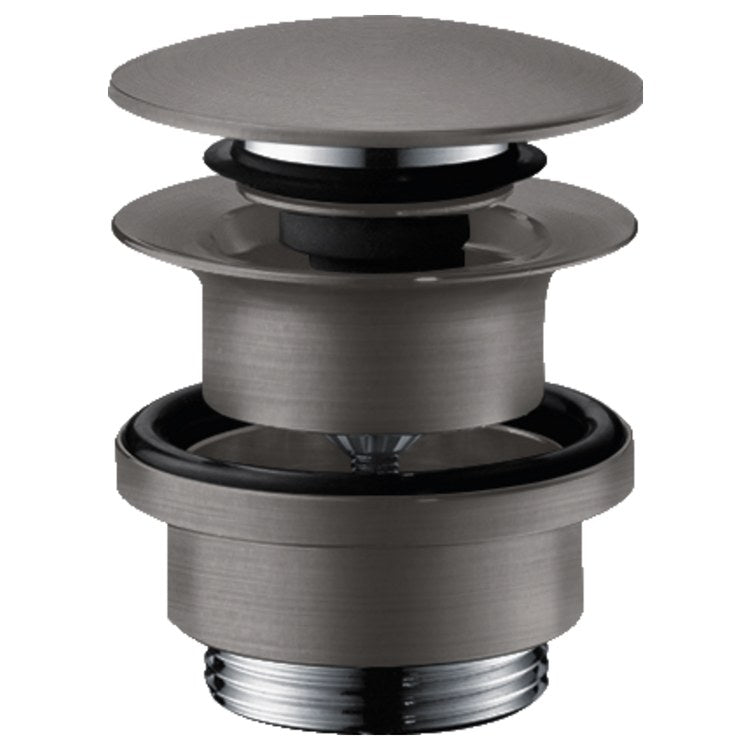 Drain Assembly Push-Open with Overflow Brushed Black Chrome 1-1/4 Inch Brass - Image 1