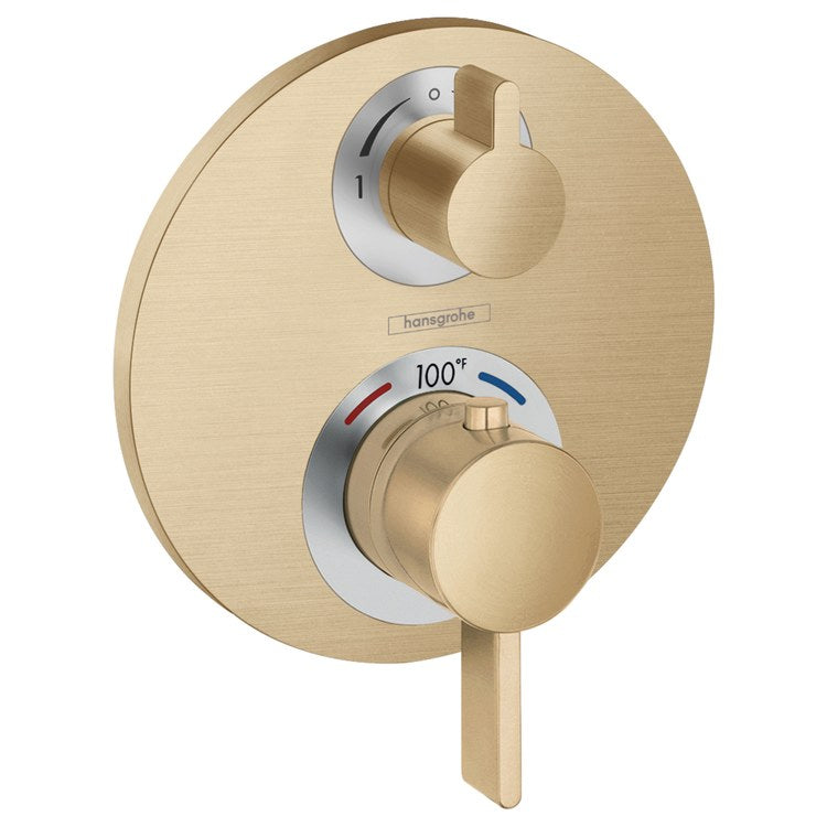 Thermostatic Trim Ecostat S with Volume Control and Diverter 2 Lever Brushed Bronze ADA for Rough-In Valve with Service Stops 01850181 6.0 Gallons per Minute Escutcheon Handle Metal