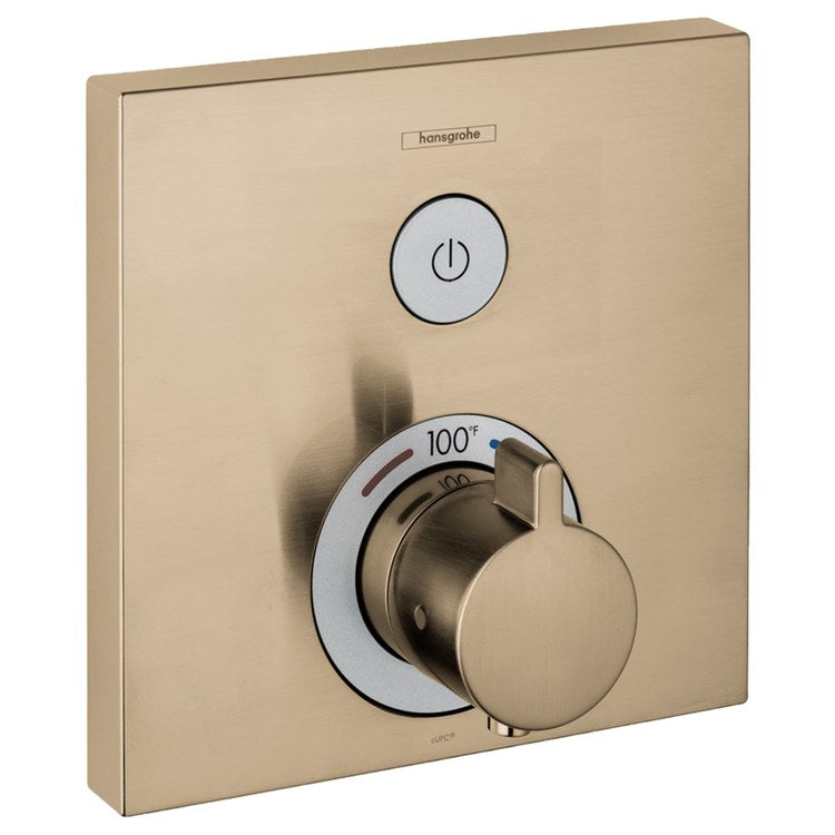 Thermostatic Trim ShowerSelect Square 1 Function 1 Lever Brushed Bronze ADA for Rough-In Valve with Service Stops 01850181 7.0 Gallons per Minute Escutcheon Handle Metal