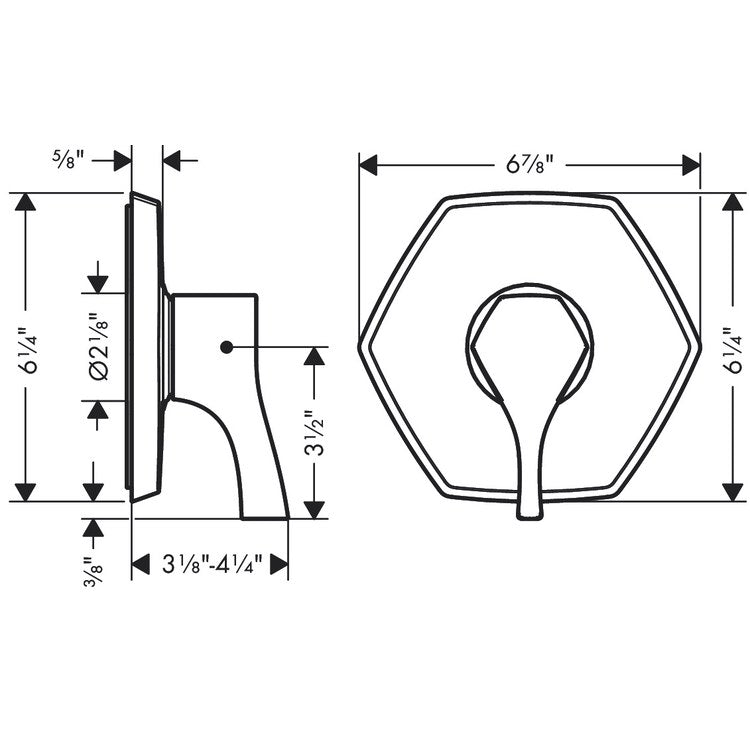 Pressure Balance Valve Trim Locarno 1 Lever Polished Nickel ADA 5.44 Gallons per Minute - Image 3
