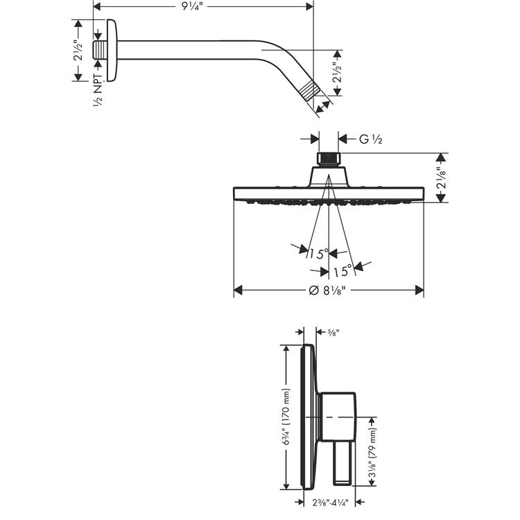 Vernis Blend Pressure Balance Shower Set with 1.75 GPM Shower Head and Rough-In Valve - Image 3