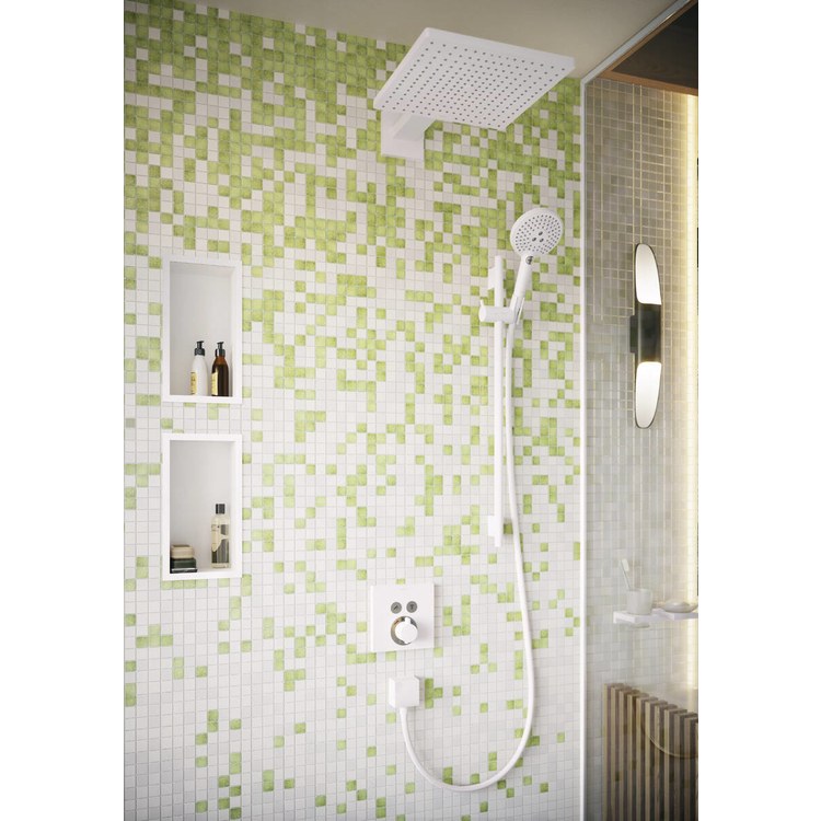 Slide Bar Unica S Adjustable Handshower Holder and 63 Inch Hose 36 Inch Matte White Metal Wall Mount - Image 2