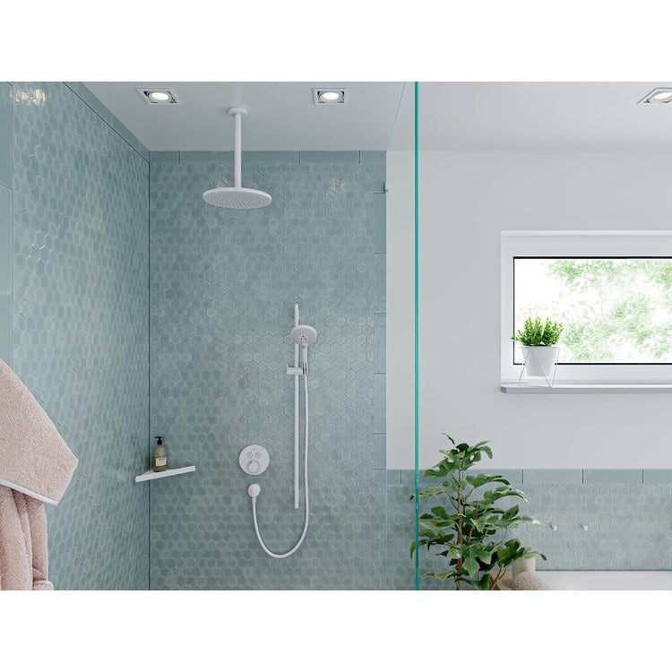 Slide Bar Unica S Adjustable Handshower Holder and 63 Inch Hose 36 Inch Matte White Metal Wall Mount - Image 3