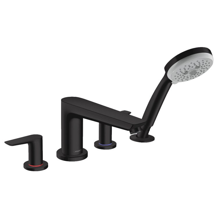 Roman Tub Trim Talis E Deck Mount with Handshower 2 Lever Matte Black 8 Inch Spread 5.6 Gallons per Minute - Image 1