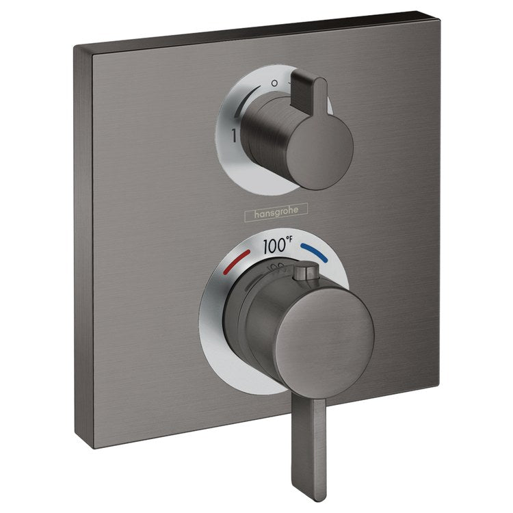 Thermostatic Trim Ecostat with Volume Control and Diverter 2 Lever Brushed Black Chrome ADA for Rough-In Valve with Service Stops 01850181 6.0 Gallons per Minute Escutcheon Handle Metal