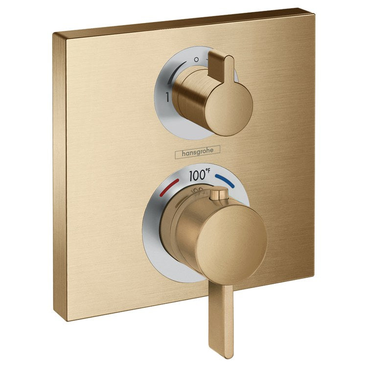 Thermostatic Trim Ecostat Square with Volume Control 2 Lever Brushed Bronze ADA for Rough-In Valve with Service Stops 01850181 6.0 Gallons per Minute Escutcheon Handle Metal