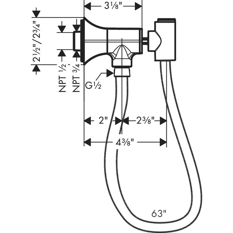 Locarno Handshower Wall Elbow with 63" Hose - Image 3