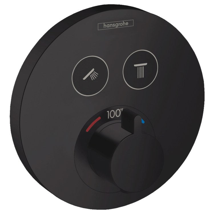 Thermostatic Trim ShowerSelect S Round 2 Function 1 Lever Matte Black ADA for Rough-In Valve with Service Stops 01850181 8.0 Gallons per Minute Escutcheon Handle Metal