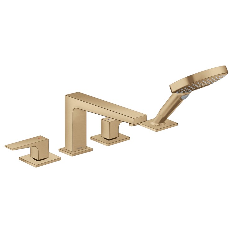 Roman Tub Trim Metropol Deck Mount with Handshower 2 Lever Brushed Bronze WaterSense 8 Inch Spread 4 Hole 6.0 Gallons per Minute for Requires 06646000 Rough Valve - Image 1