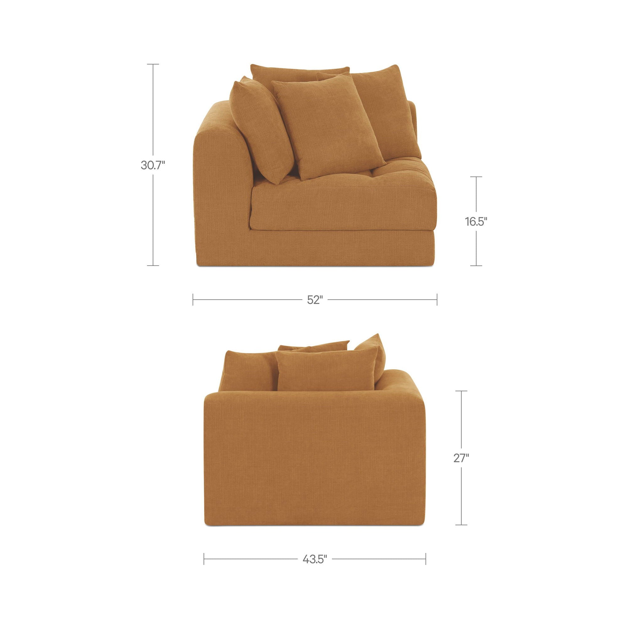 Davie - Right Arm Facing Chair - Golden Yellow - Image 2