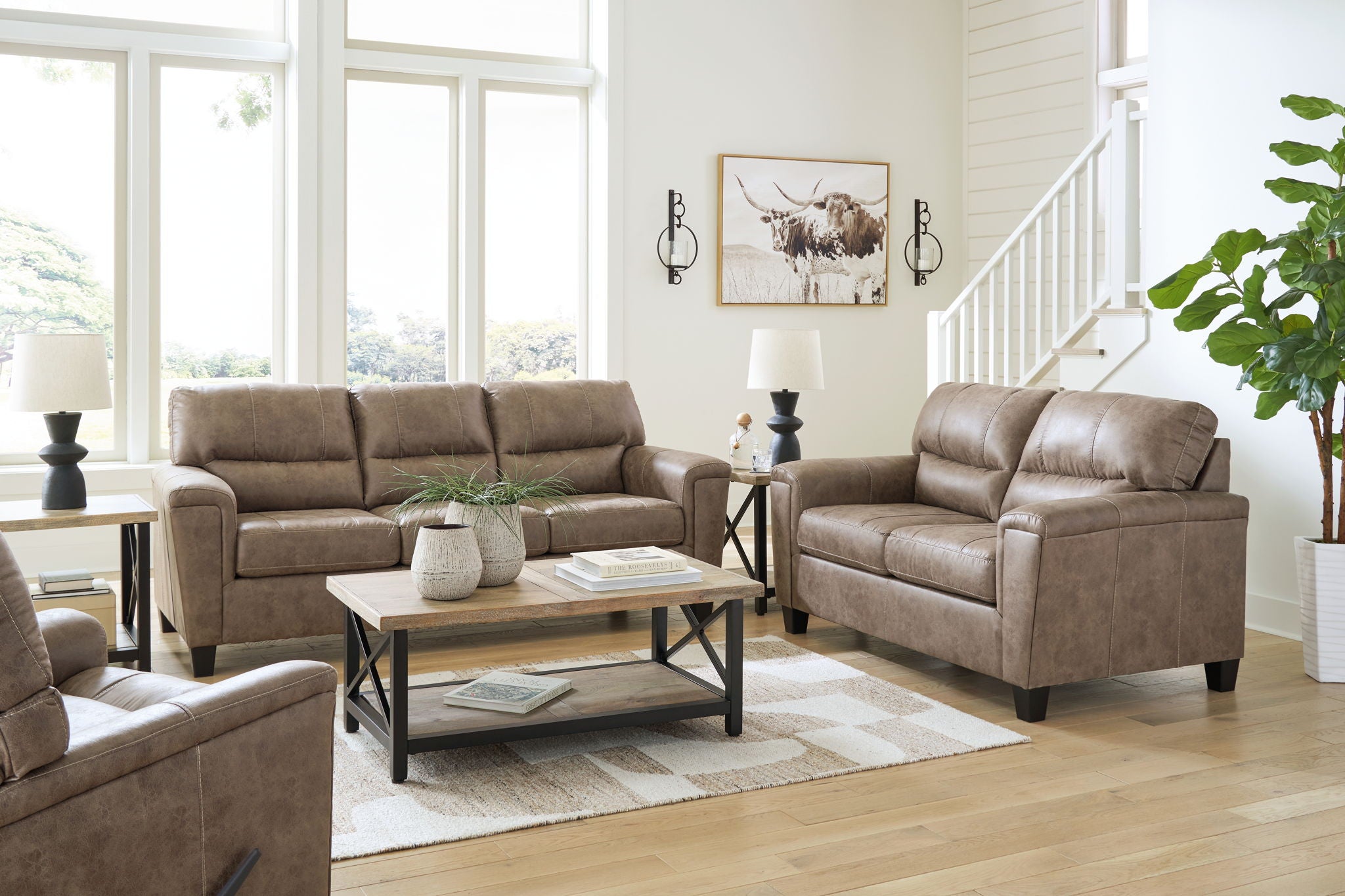 Navi – 3 Pc. – Sofa, Loveseat, Rocker Recliner – Fossil