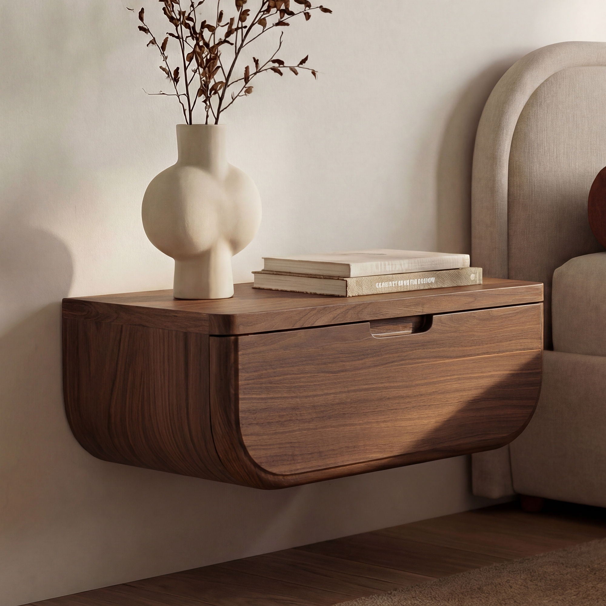 Hettie – Floating Nightstand – Dark Brown