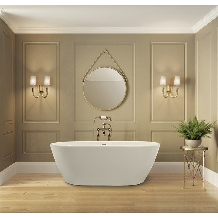 Soaking Tub Seabrook 66 x 31 Inch Freestanding Center White Mineral Composite - Image 1