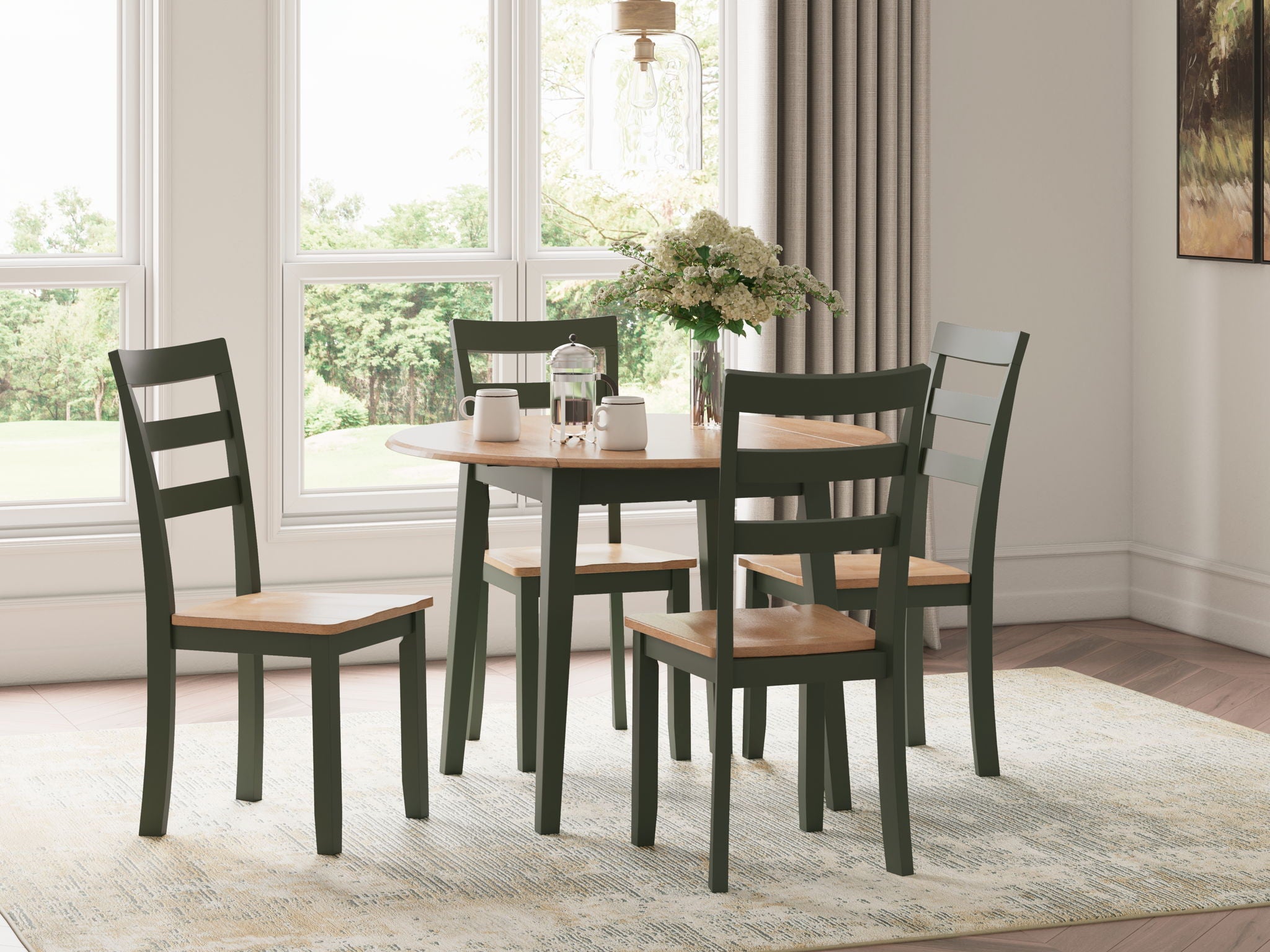 Gesthaven - Round Dining Room Drop Leaf Table Set - Image 2