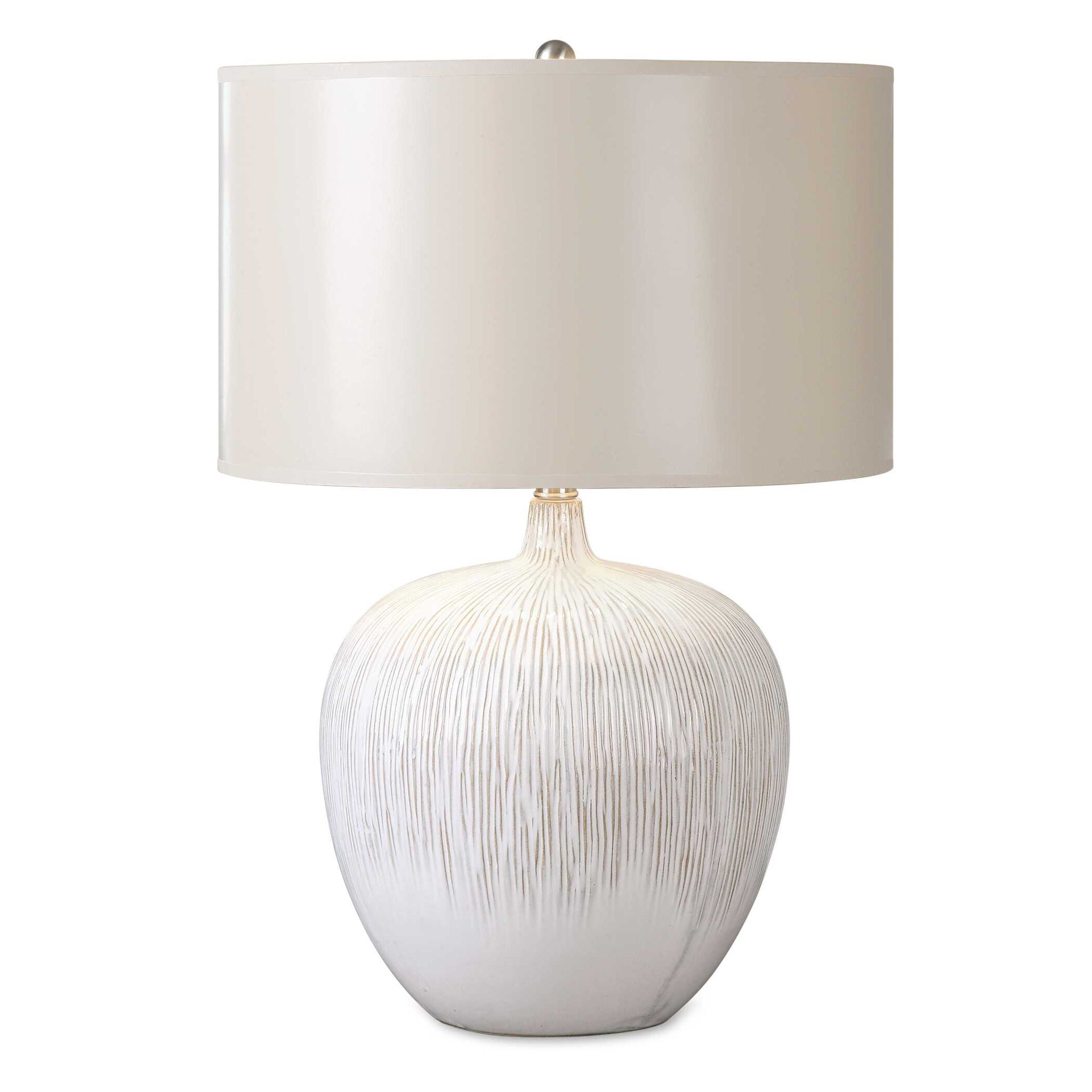 Georgios - Textured Ceramic Lamp - White - Image 1
