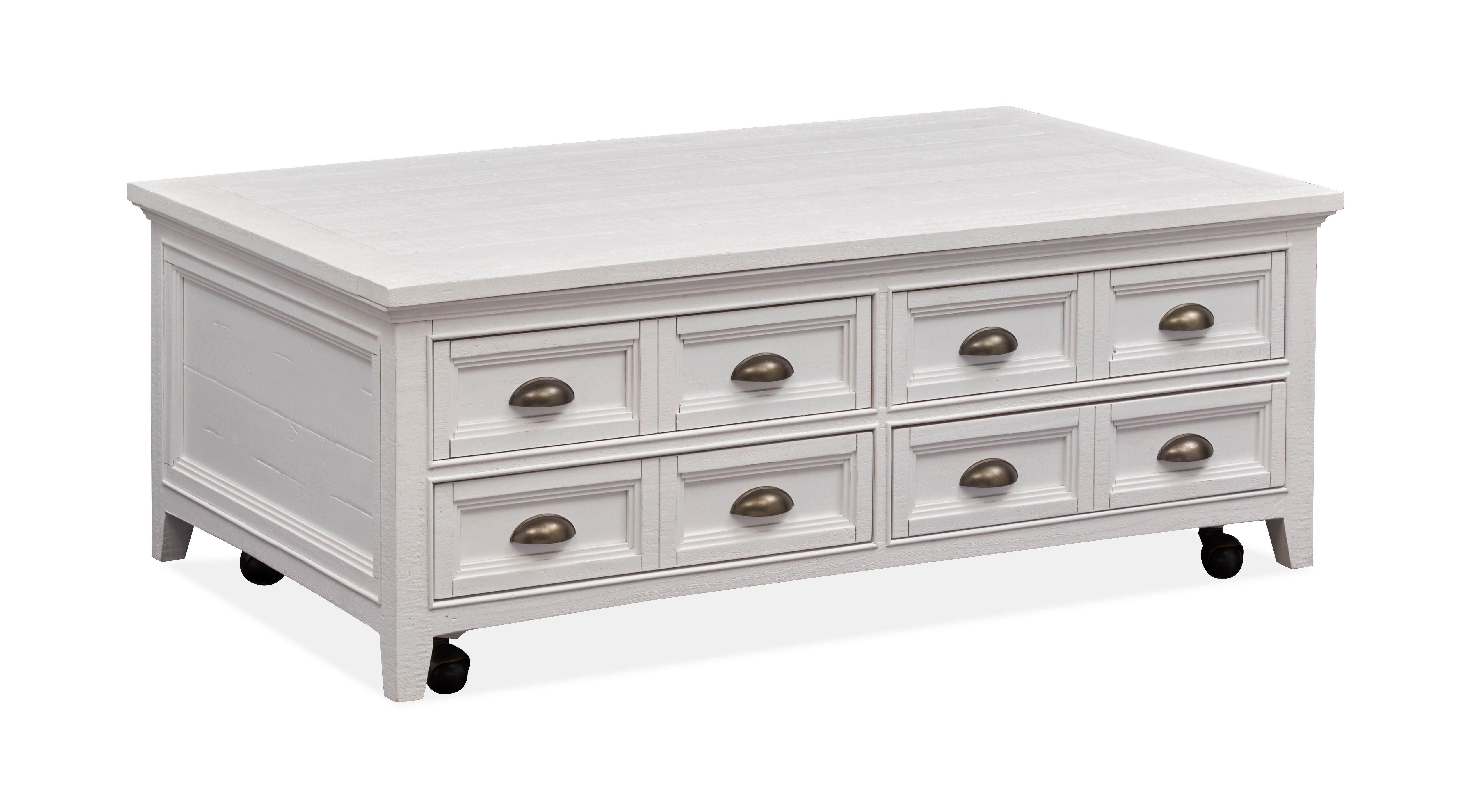 Heron Cove – Lift Top Storage Cocktail Table With Casters – Chalk White