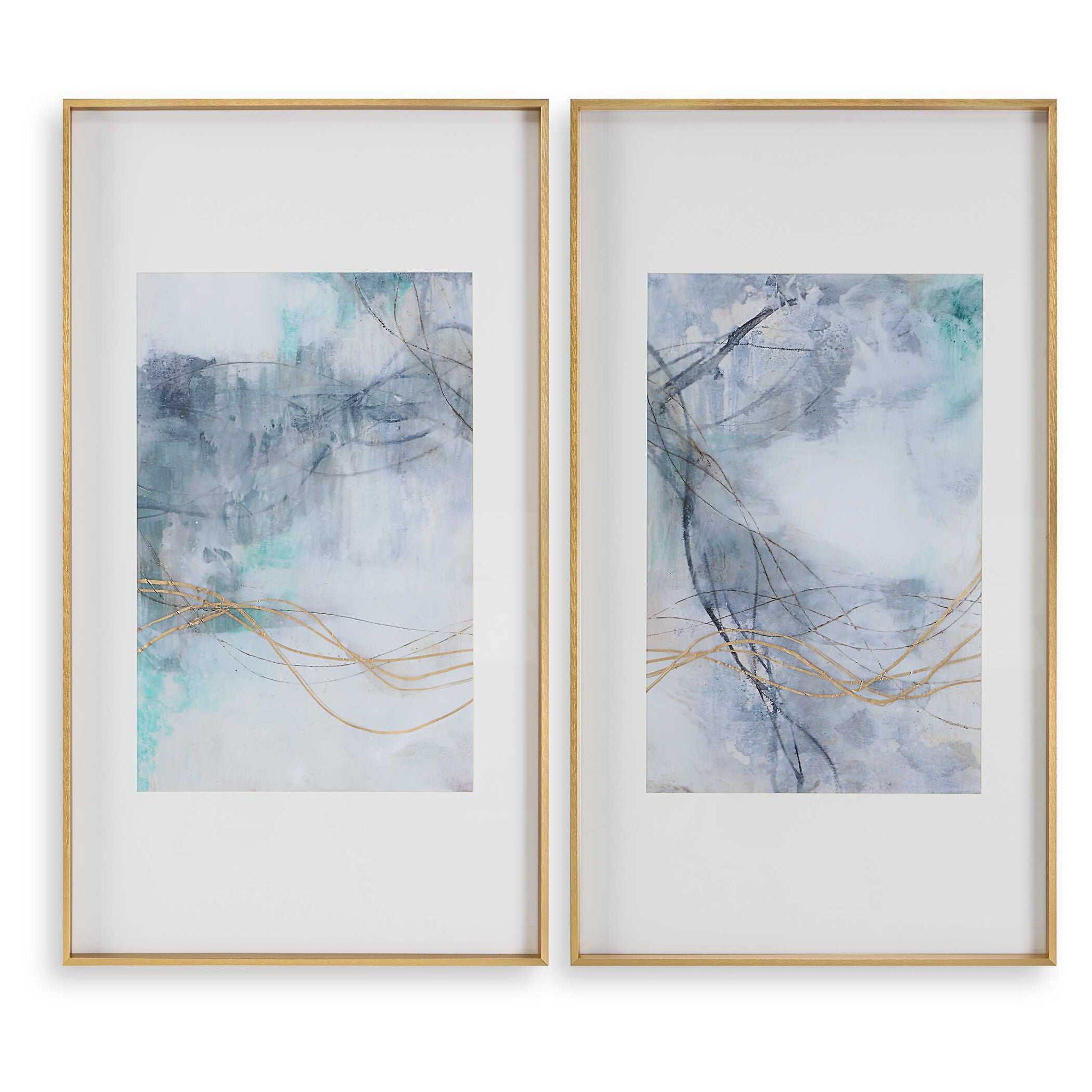 Undulating Oro - Abstract Prints (Set of 2) - Blue - Image 1