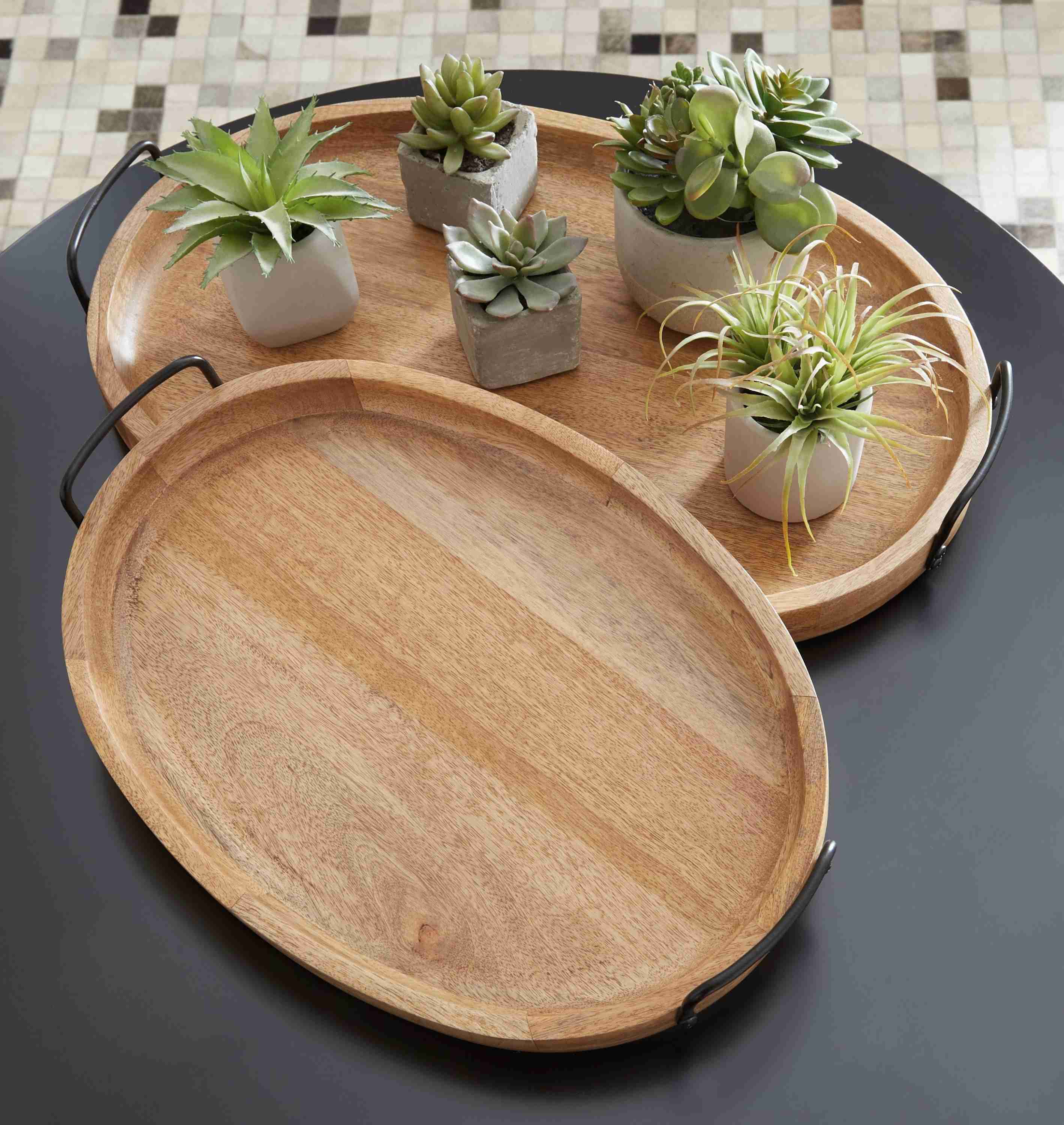 Jocelyne - Tray Set (Set of 2) - Brown / Black - Image 3