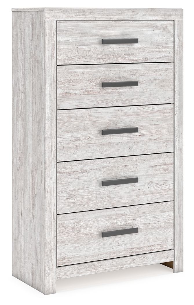 Cayboni – Five Drawer Chest – Whitewash