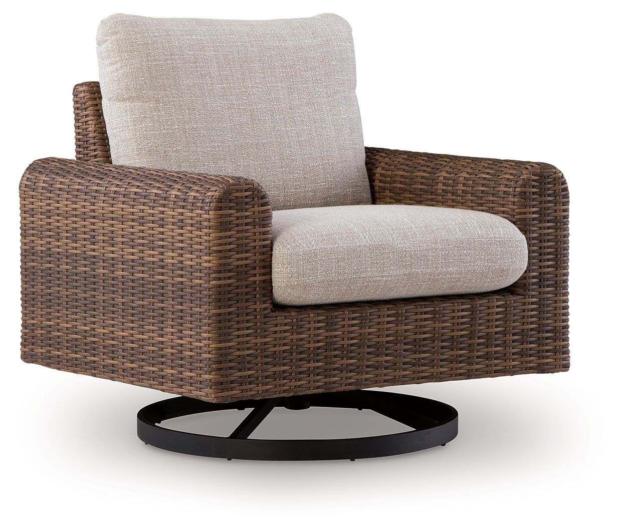 Dolan Creek – Swivel Lounge With Cushion – Gray / Brown