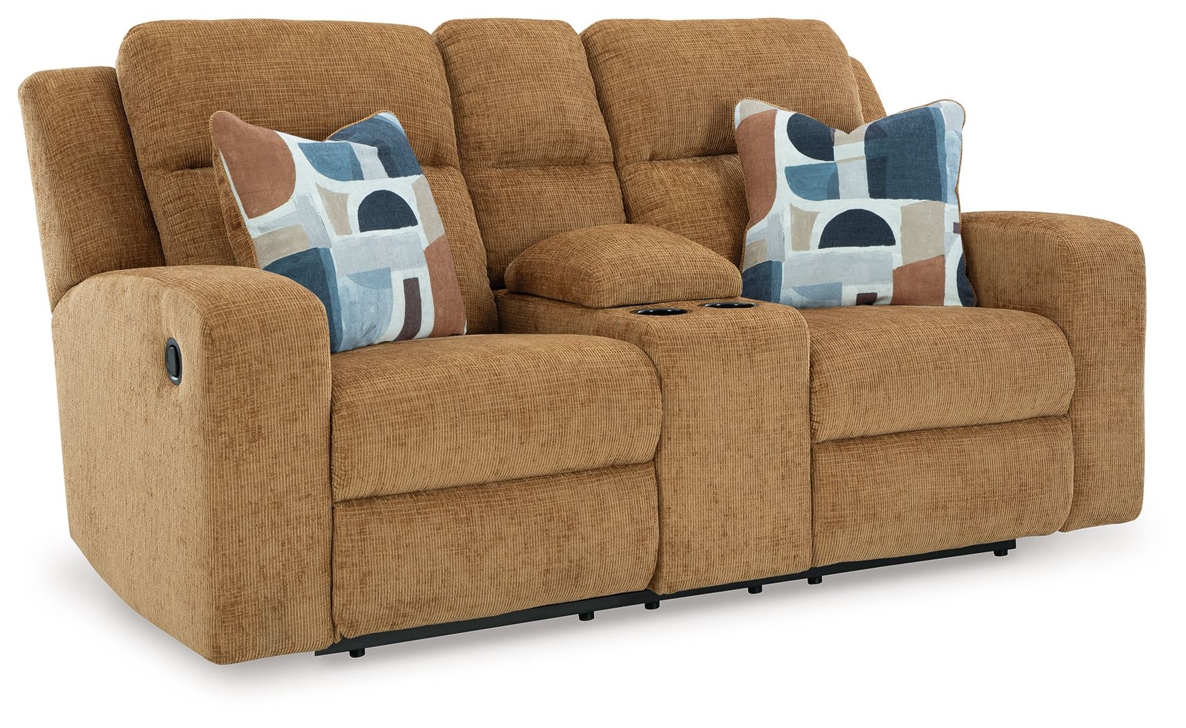 Kanlow – Dbl Reclining Loveseat With Console – Fabric – Honey
