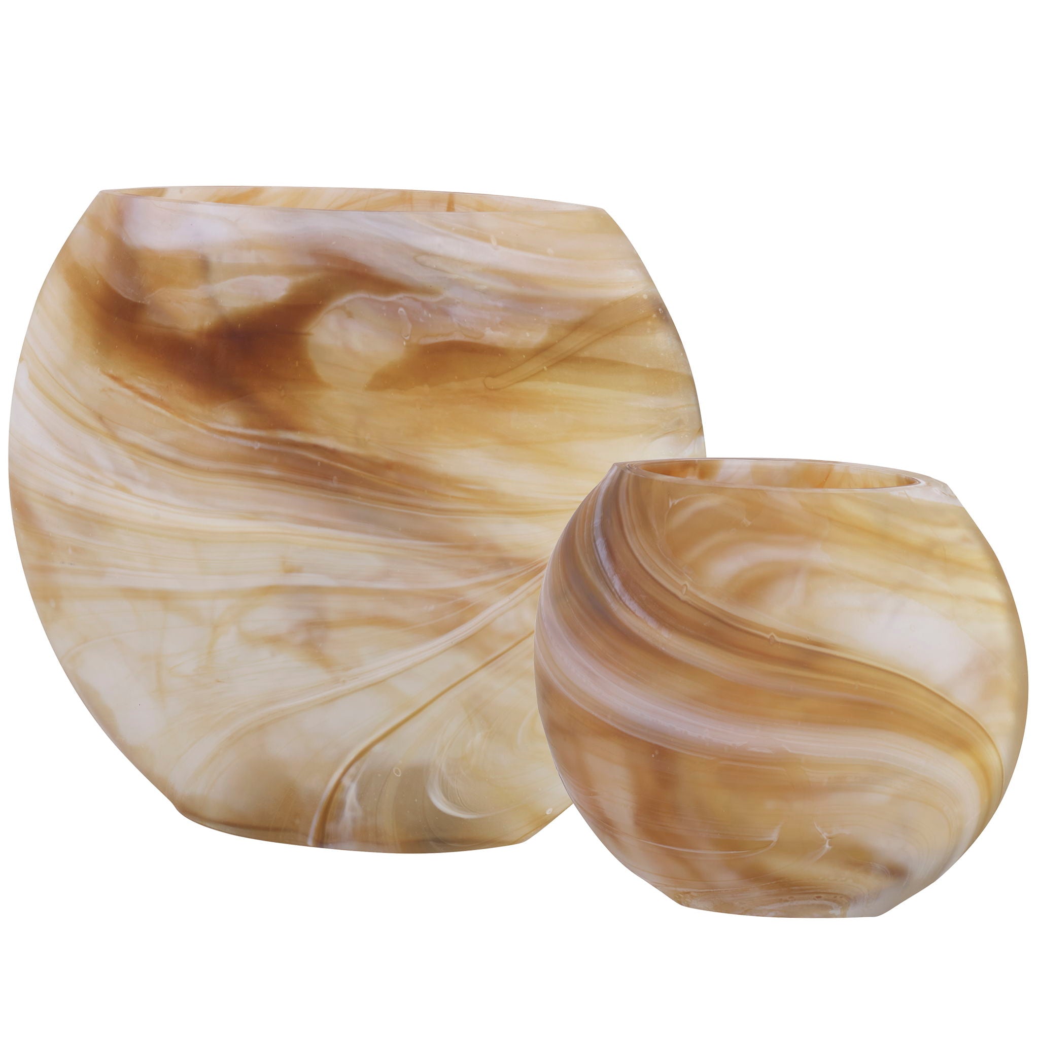 Fusion – Swirled Caramel & Ivory Vases (Set of 2)