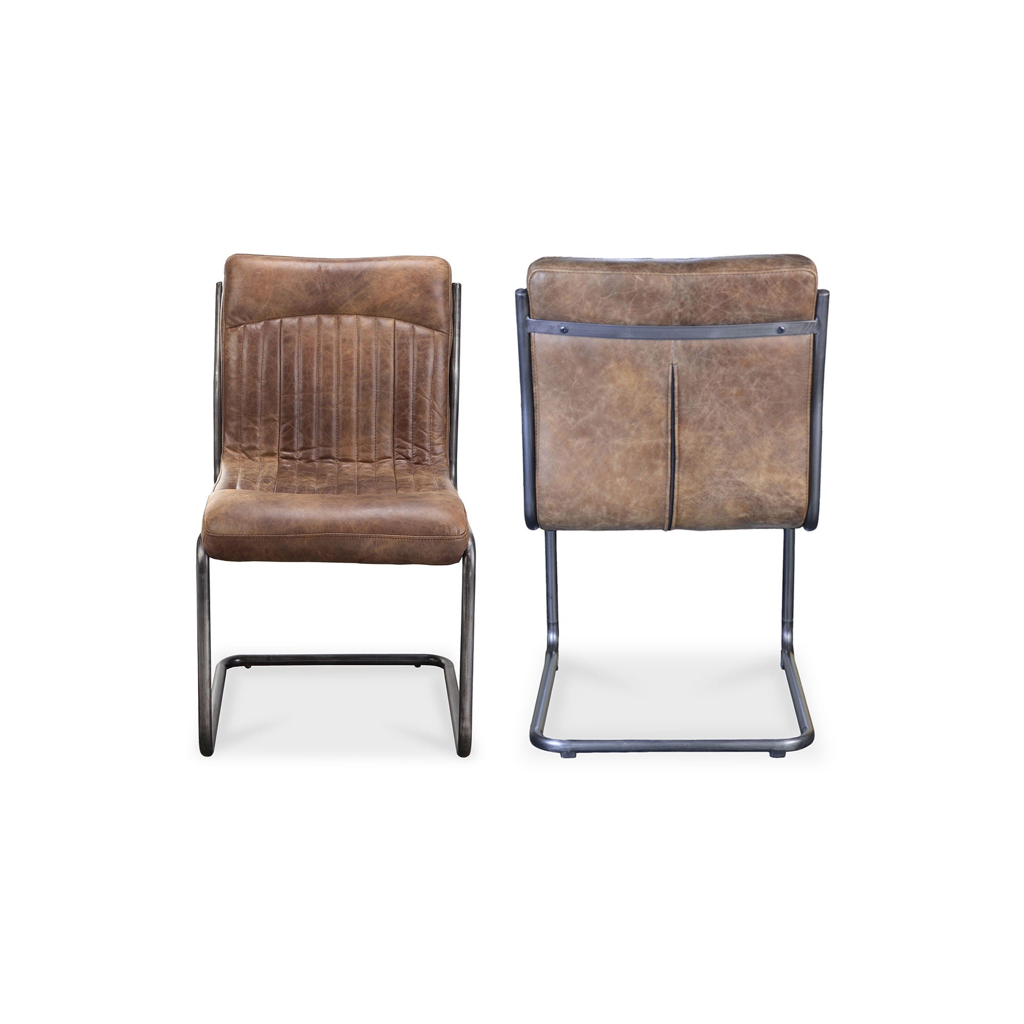 Ansel - Leather Dining Chair (Set of 2) - Grazed Brown - Image 1