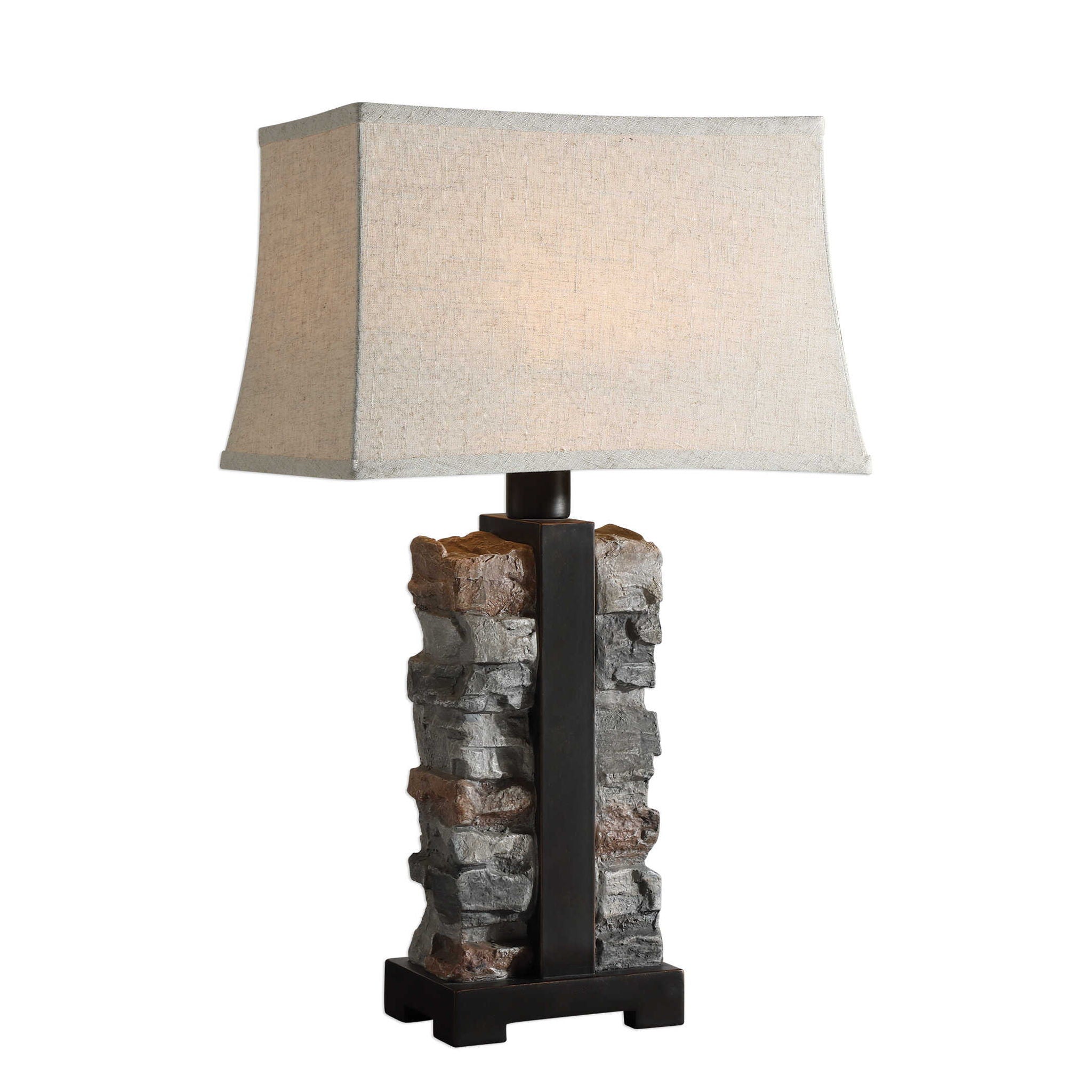 Kodiak - Stacked Stone Lamp - Beige & Dark Gray - Image 1