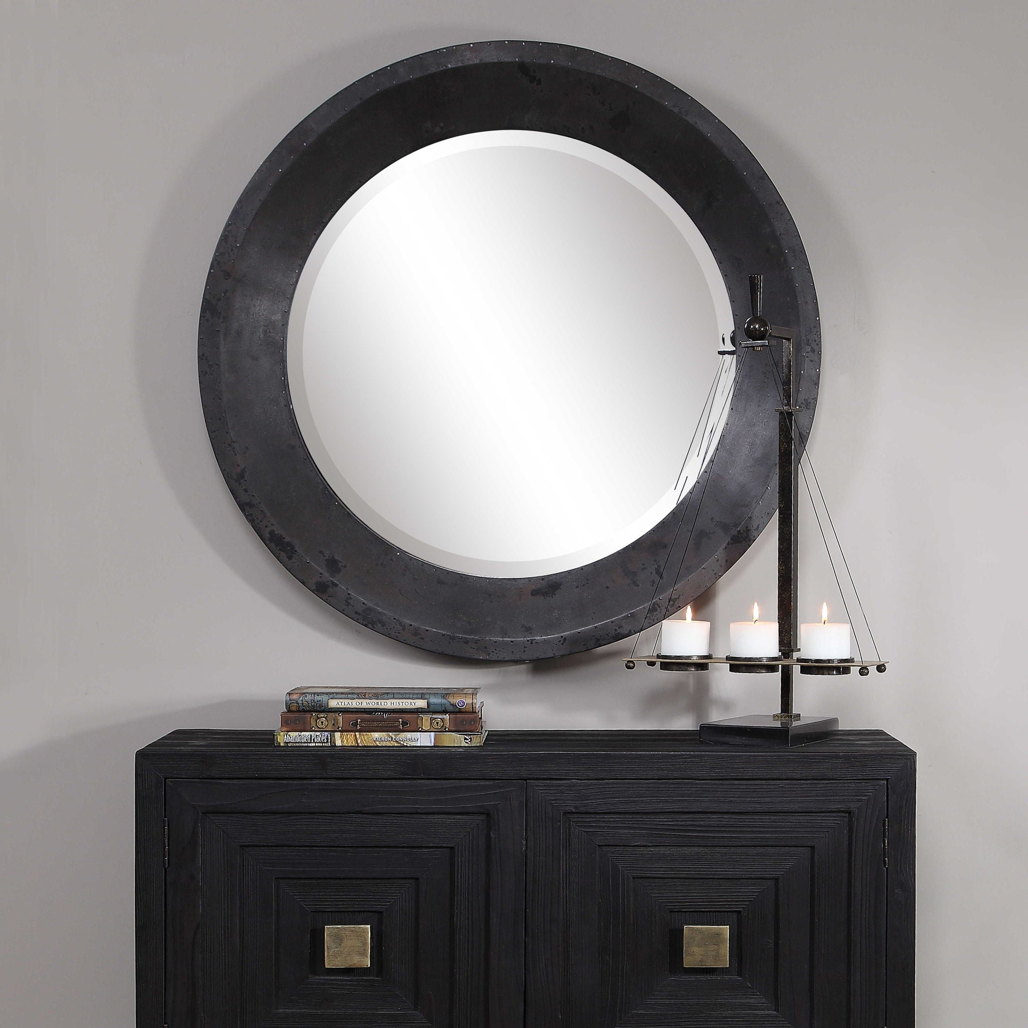 Frazier - Round Industrial Mirror - Black - Image 3