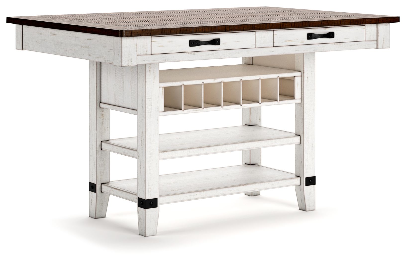 Valebeck – Rect Dining Room Counter Table With Wine Rack