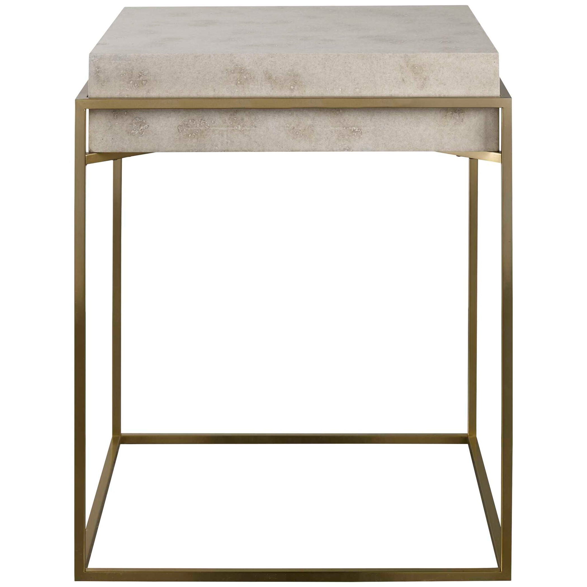 Inda - Modern Accent Table - Beige & Gold - Image 3