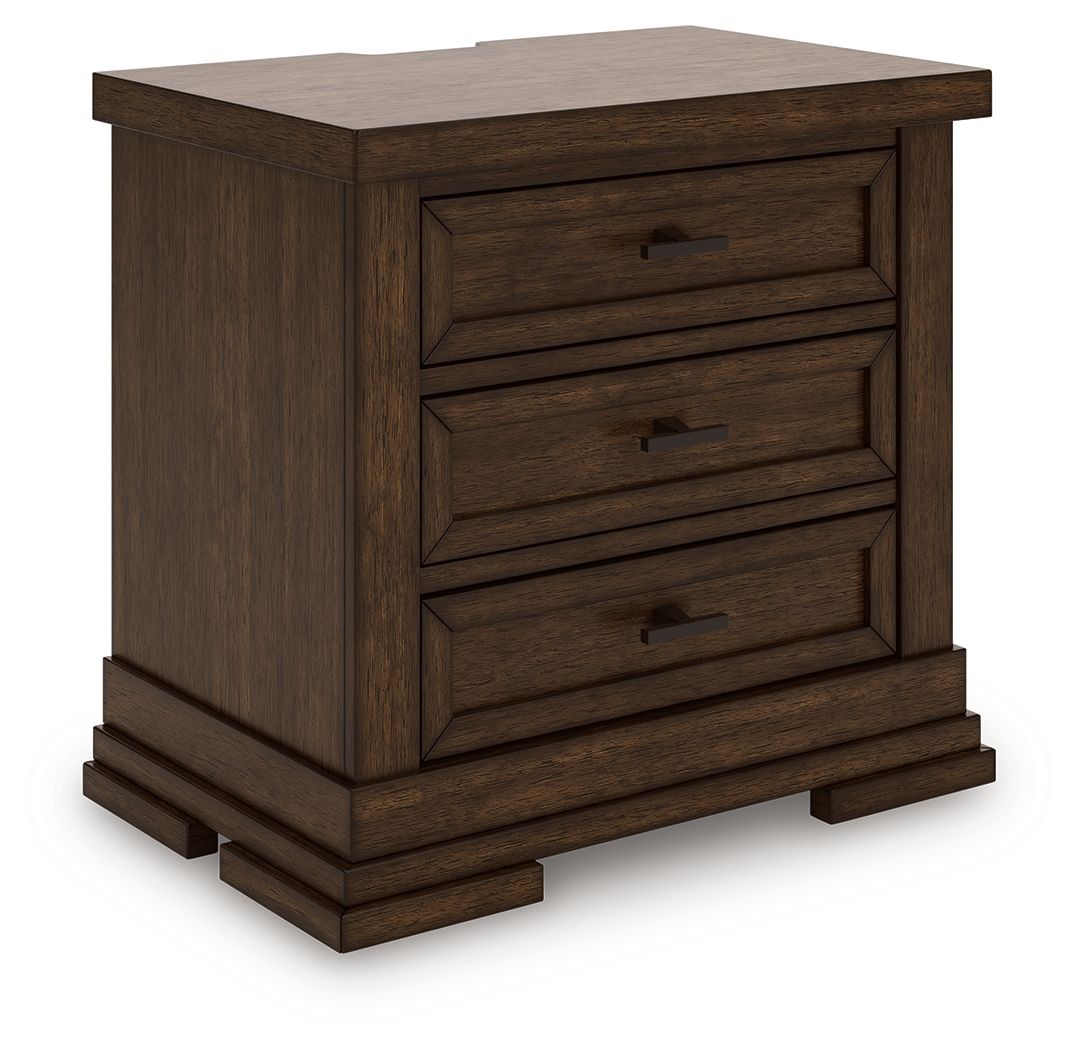 Taffenbrook – Three Drawer Night Stand – Medium Brown