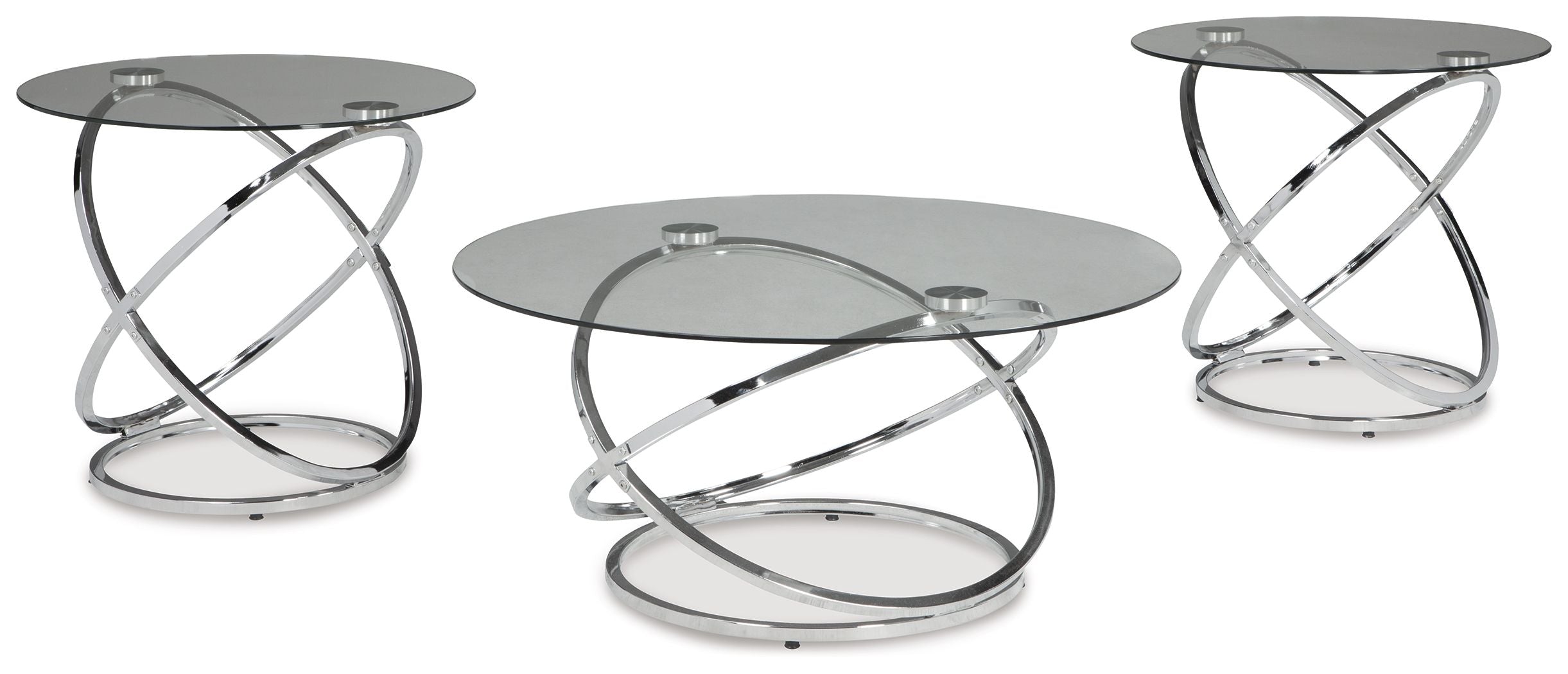 Hollynyx – Occasional Table Set (Set of 3) – Chrome Finish