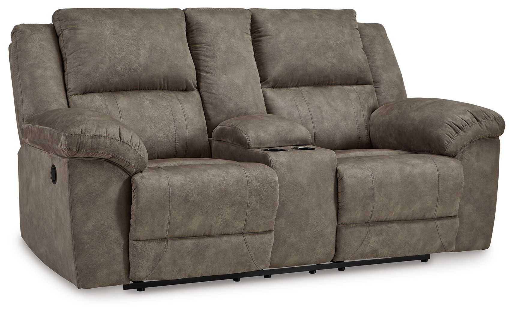 Laresview – Dbl Reclining Loveseat With Console – Faux Leather – Fossil