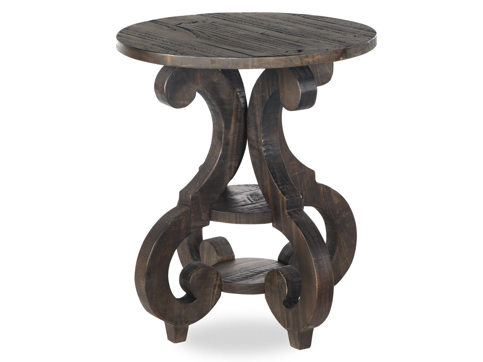 Bellamy – Round Accent End Table – Weathered Pine