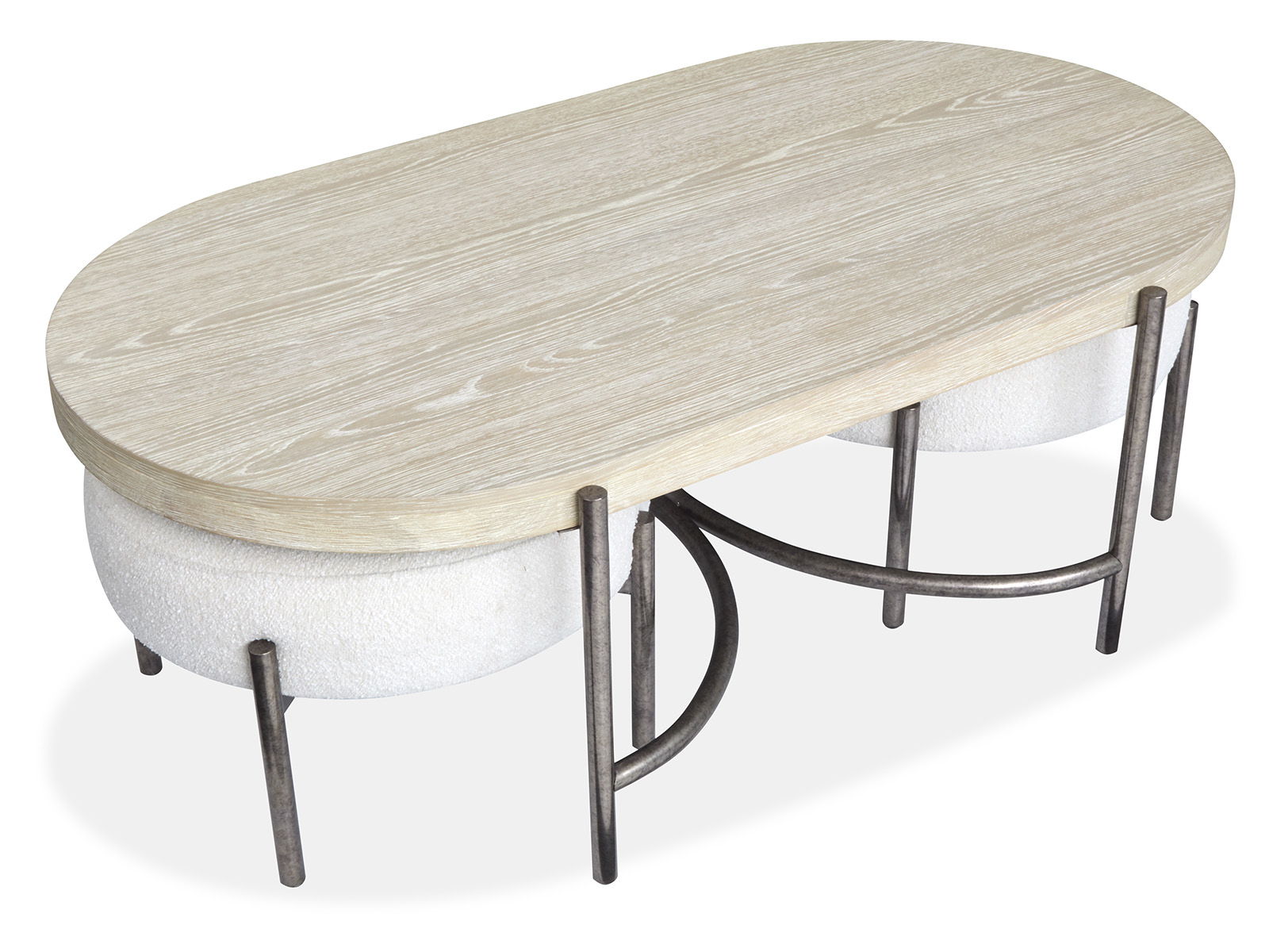 Jennings - Oval Cocktail Table With Two Ottomans - Edgecomb Gray And Weathered Antique Nickel - Image 3