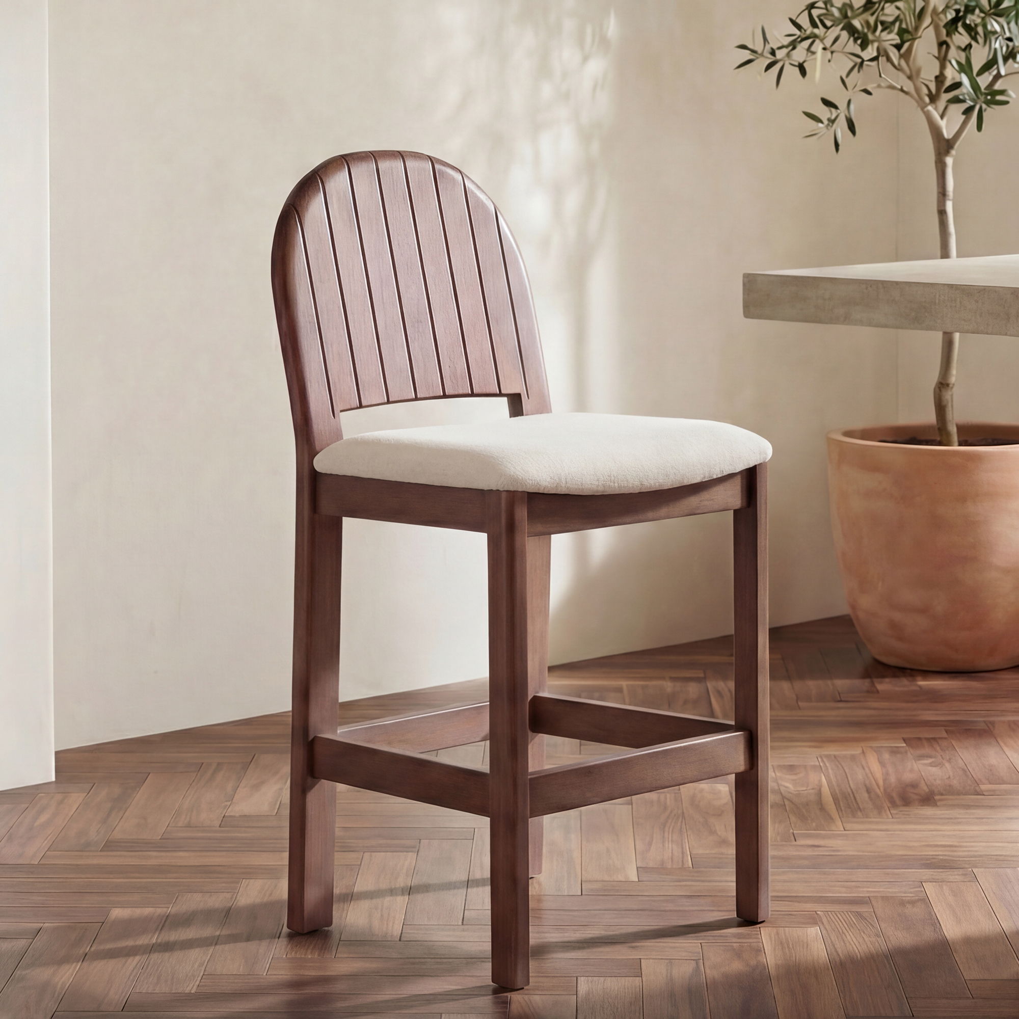 Emil – Counter Stool – Cream / White / Dark Brown