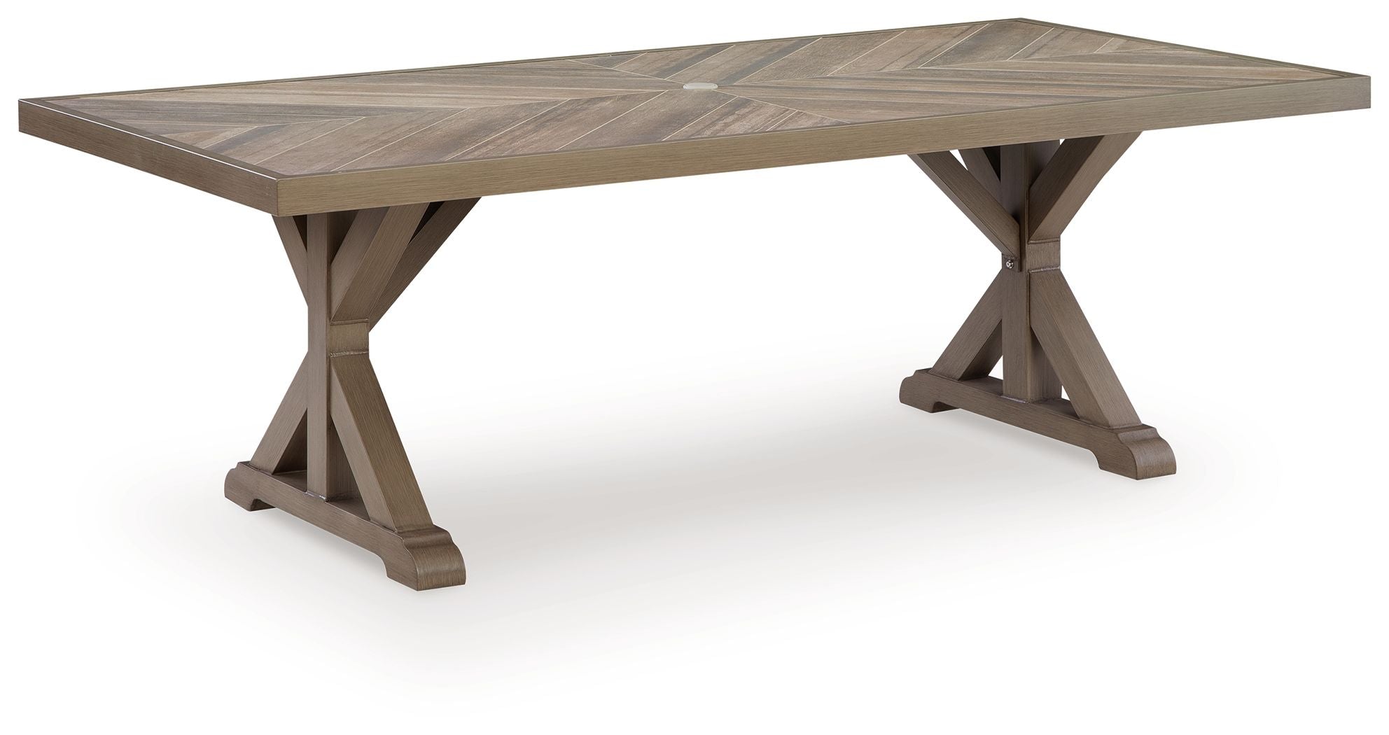 Laguna Heights - Rectangular Dining Table With Umbrella Option - Beige - Image 1