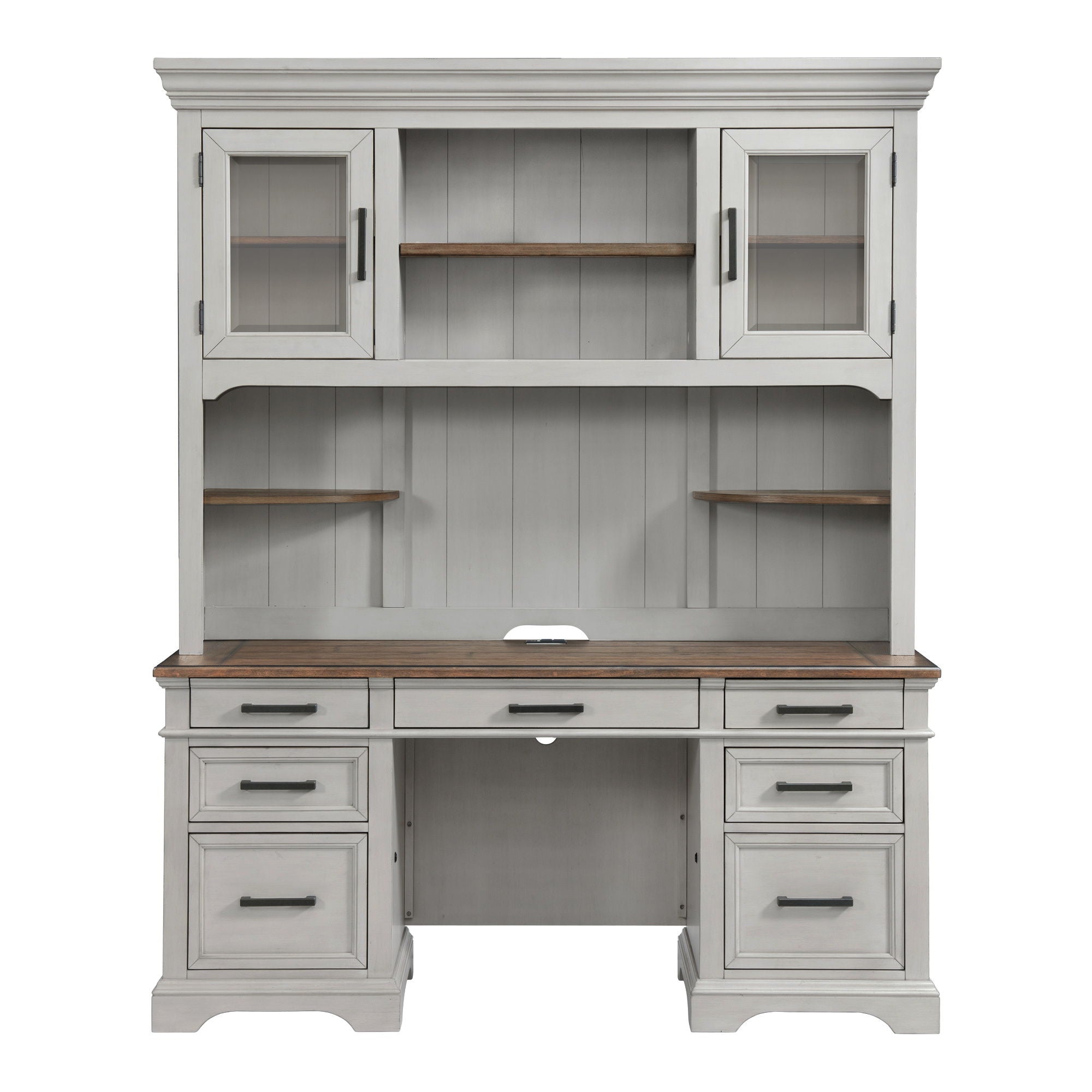 Drake - Credenza Hutch - Rustic White / French Oak - Image 2