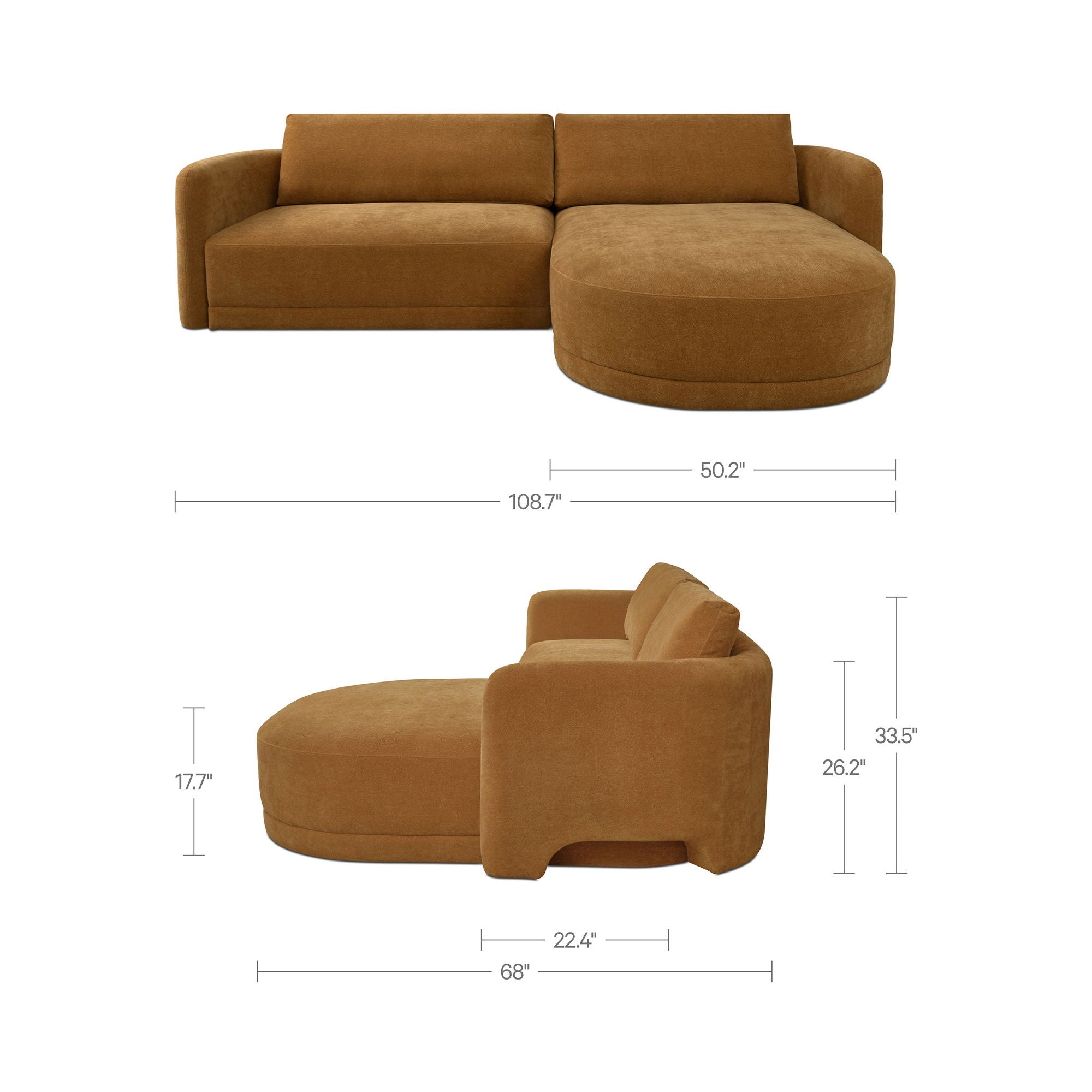 Emmy - Sectional Right - Ginger / Brown - Image 2